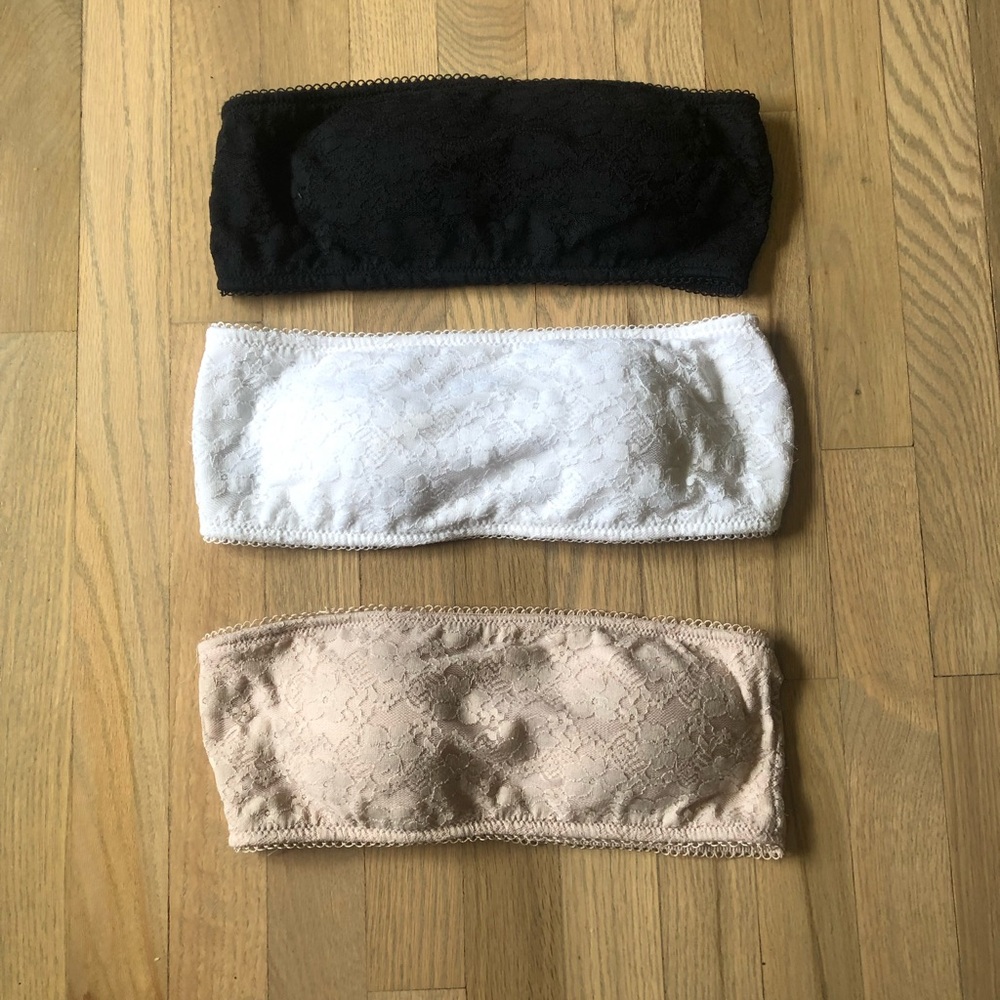 Set of Three Lace Bandeau Tops